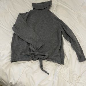 Tie front turtle neck